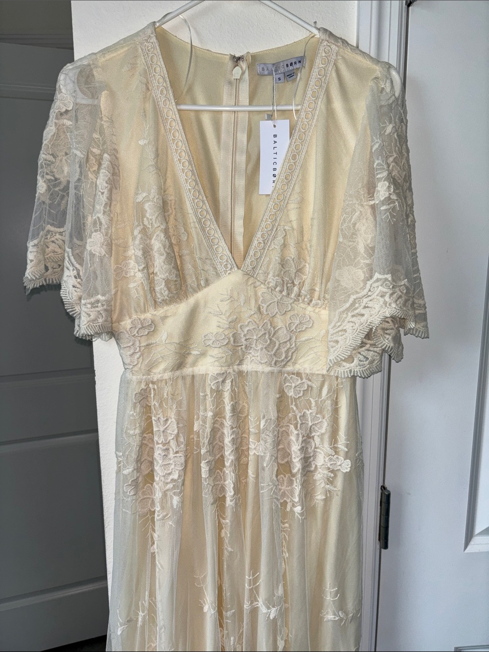 Baltic Born Cream Lace V-Neck Maxi Dress